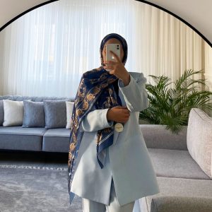 İthal Vual İpek Şal - Lacivert