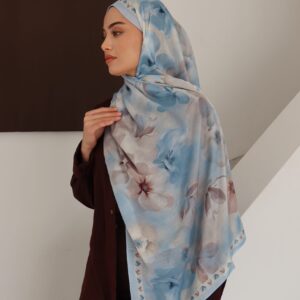 Velvet Pamuk Şal-Mavi/Kahve